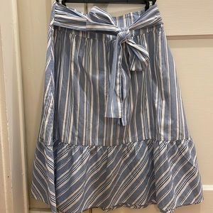 JCREW Skirt, blue striped with bow
